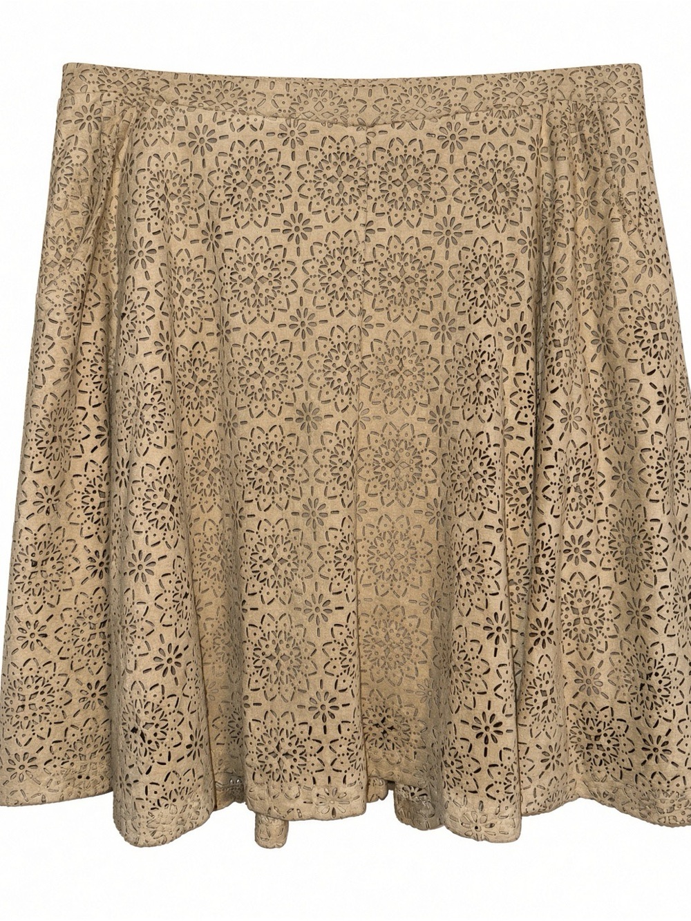 Taylor & Sage XL Beige Laser Cut Floral Eyelet Skirt Lined